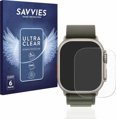 Produktbild von 6x Für Apple Watch Ultra (49 mm) Schutzfolie Savvies Displayschutz Display Schutz Folie Klar Transparent