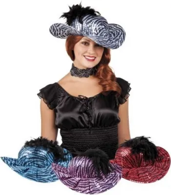 Produktbild von B04302 rosa Damen Pailettenhut mit Feder