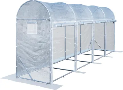 Image de TOOLPORT Serre tunnel pour tomates 1x6 m en PE 180 g/m² stabilisé UV avec structure en acier, hauteur debout 2 m, serre de jardin blanche