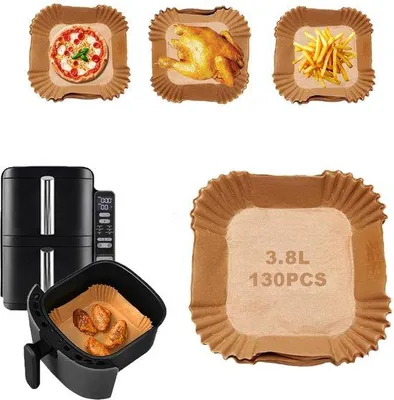 Image de Papier pour friteuse à air chaud, 130 feuilles, pour friteuse à air chaud de 7,6 L, papier pour friteuse à air chaud, pour la cuisson à l'air chaud
