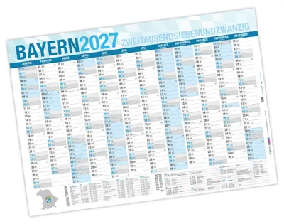 Produktbild von Jahresplaner Bayern 2027 Wandkalender DIN A0 (118,9 x 84,1 cm), 250 g/qm gerollt