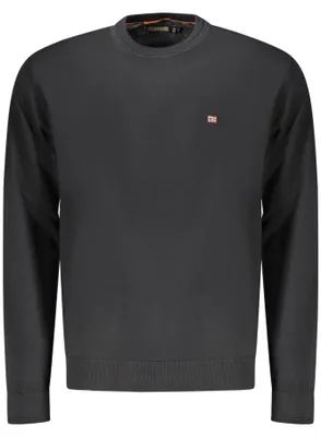 Produktbild von Schwarzer Herrenpullover mit Stickerei – Rundhals, lockere Passform