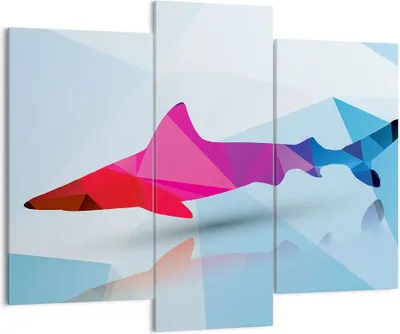 Produktbild von Bild auf Leinwand - Leinwandbild - Hai Illustration modern Grafik - 130x100cm - Wand Bild - Wanddeko - Leinwanddruck - Bilder - Kunstdruck - Leinwand bilder - Wandkunst - CB130x100-2813