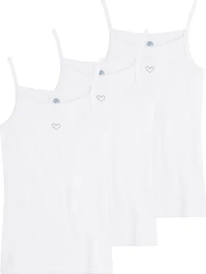 Produktbild von Sanetta Mädchen Unterhemden 3er Pack - Basic Shirt mit Herzmotiv, Organic Baumwolle (Bio) Weiß 116