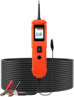 Immagine prodotto di Tester per circuiti elettrici di autoveicoli - Tester di tensione - Intervallo di tensione 8–35 V CC - Display a colori TFT - Sonda di prova - Illuminazione - Cavo da 4 m