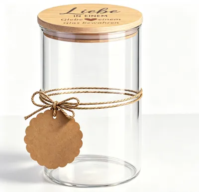 Vorratsglas mit Holzdeckel 850 ml, luftdicht, transparent