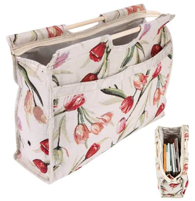 Immagine prodotto di Omgoods - Borsa all'uncinetto con manico, ideale per contenere lana e accessori da lavoro a maglia