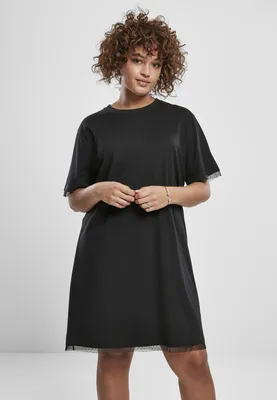 Zdjęcie produktu dla Urban Classics Ladies - Boxy Lace Hem Kleid schwarz - L