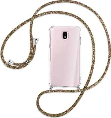 Produktbild von Handykette Backcover-Schutzhülle mit Band (Metall silberfarben) für Samsung Galaxy J5 2017 - braun+beige