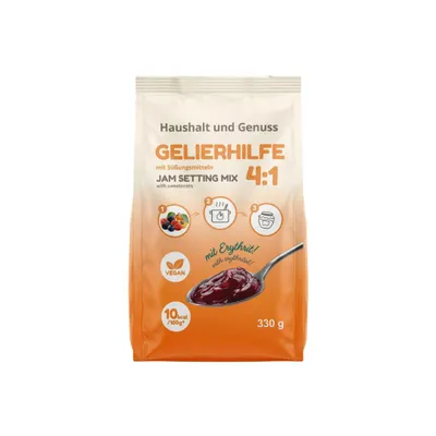 Gelierhilfe 4:1 mit Erythrit – nur 10 kcal | Vegan & zahnfreundlich | Für 1,3–1,5 kg Früchte | 330g