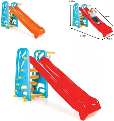 Immagine prodotto di Scivolo per bambini Pilsan 06142 con canestro e palla, lunghezza scivolo 152 cm