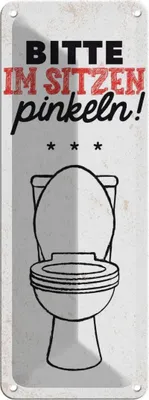 Produktbild von vianmo Blechschild 27x10 cm lustig im sitzen pinkeln Witz Humor Spaß