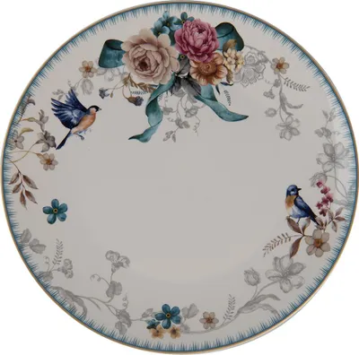 Image de Clayre & Eef Assiette plate Ø 26 cm Blanc Rose Porcelaine Fleurs