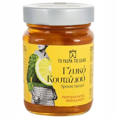 To Filema Tis Lelas Bergamotte in Sirup 320 g Glas auf weißem Grund