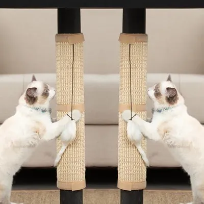 Produktbild von 2 Stš¹ck Katze Kratzschutz Katzenkratzmatte M?belschutz Pet Tischbein Katzenkratzer Kratzmatte fš¹r Katze Cat Scratcher Katzenkratzmatte Sofa Kratzbrett 50¡Á25 cm (Beige