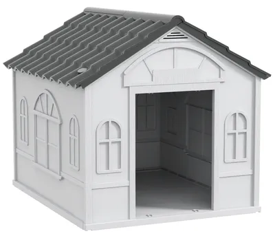 Produktbild von Hundehütte – Wetterfestes Design – Hundehütte für den Außenbereich – 65 x 75,7 x 63 cm – Kunststoff mit Belüftung