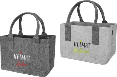 Imagen del producto de Gilde Tasche, diseño "Heimat", con inscripción, de fieltro, color gris, paquete de 6 unidades, clasificado en 2 tipos.Altura: 22.00 cmAncho: 30.00 cmProfundidad: 22.00 cmCódigo: 50818