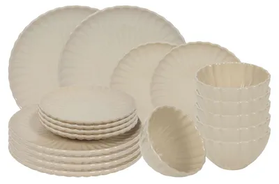 Produktbild von Cookinglife Geschirrset Cardida Beige 18-teilig / 6 Personen - 6 Speiseteller, 6 Frühstücksteller und 6 Schalen