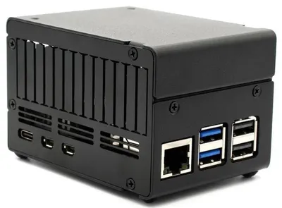 Image de KKSB Boîtier pour Raspberry Pi 5 , adapté aux NVMe HATs, aluminium, anodisé, sablé, noir