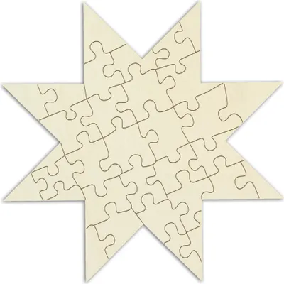 Produktbild von Personalisierbares Holzpuzzle "Stern", blanko, zum selbst gestalten – 32 Teile, ca. 29 x 29 cm – leeres  Puzzle aus Schichtholz, inkl. Puzzlevorlage
