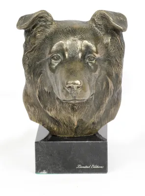 Immagine prodotto di Border collie: statua di un cane, busto su piedistallo in pietra, scultura, trofeo per esposizioni canine del marchio Art-Dog