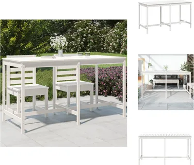 Produktbild von vidaXL Gartentisch Weiß 203,5x90x110 cm Massivholz Kiefer -  Gartentische