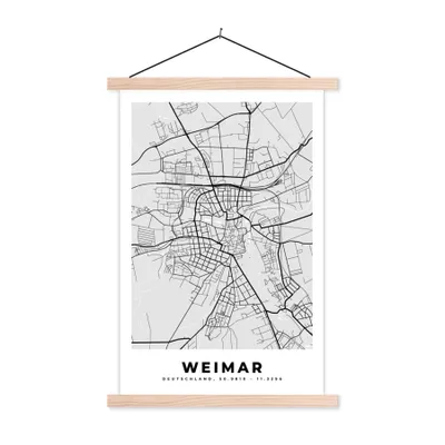 Produktbild von MuchoWow® Textilposter Karte - Deutschland - Weimar - Stadtplan 60x90 cm mit holzfarbenen Rahmen - Textil