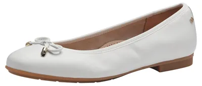 Productafbeelding van Tamaris dames ballerina's, model Wide FIT, van leer met strik, wit, maat 39