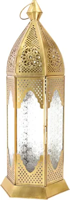 Produktbild von Große Orientalische Metall/Glas Laterne in Marrokanischem Design - Modell 7, Mehrfarbig, Glas,Metall,Eisen, 60*21*21 cm, Orientalische Laternen