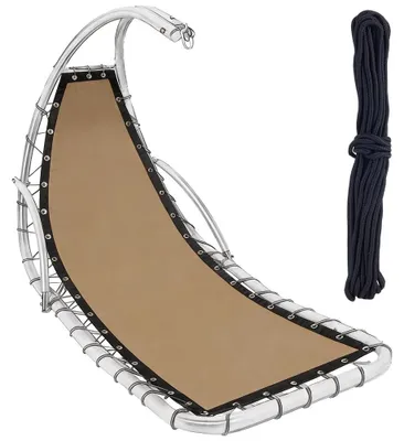 Immagine prodotto di Sedia a dondolo sospesa con struttura a rete, realizzata in poliestere, ideale sia per interni che per esterni, color beige