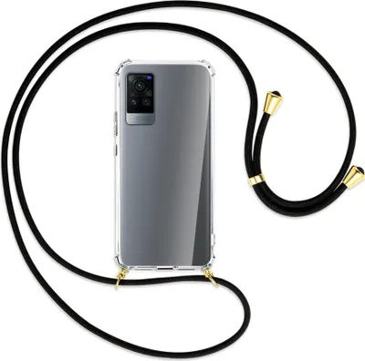 Produktbild von Handykette Backcover-Schutzhülle mit Band (Metall goldfarben) für vivo X60 Pro - schwarz