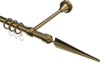 Produktbild von Interdeco Gardinenstange / Vorhangstange Messing Antik, Typ Primus Lorenzo (Speer), 16 mm Ø 1-läufig, 180 cm