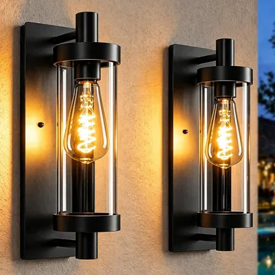 Produktbild von ZMH LED Außenwandleuchten 2er Wandlampe Aussen Wandleuchte Vintage E27 Aussenlampe Schwarz IP65 lampe Flur Wand Hauswand Terrasse Balkon Garten
