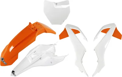 Productafbeelding van Kunststofset voor KTM SX 65, modeljaren 2016-2023, kleur OEM '19 (oranje/wit), artikelnummer KT526E999W