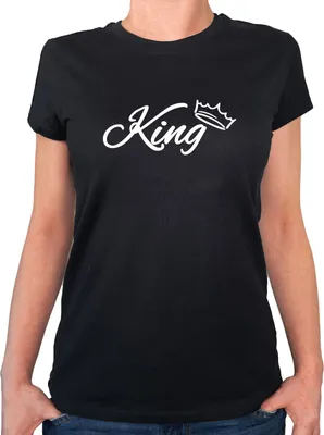 Produktbild von Huuraa Damen T-Shirt King Krone M Black Bio Baumwolle Fairtrade Damenshirt Geschenkidee