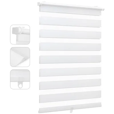 Produktbild von Doppelrollo schnurlos Duo Rollo Klemmfix Rollos für Fenster ohne Bohren & zum Bohren Faltrollo 40x130cm Weiß