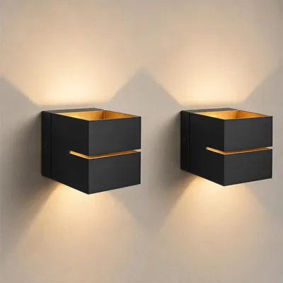Produktbild von SSC-LUXon 2 Stück KOURA Wandleuchte Innen schwarz mit Lichtschlitz - Wandlampe Gold Design Up Down Leuchte für 1x G9 Leuchtmittel (separat erhältlich)