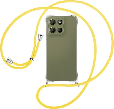 Produktbild von Handykette Backcover-Schutzhülle mit Band (Metall silberfarben) für Motorola Moto G15 - gelb