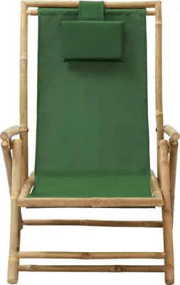 Produktbild von vidaXL Relaxstuhl Verstellbar Grün Bambus und Stoff