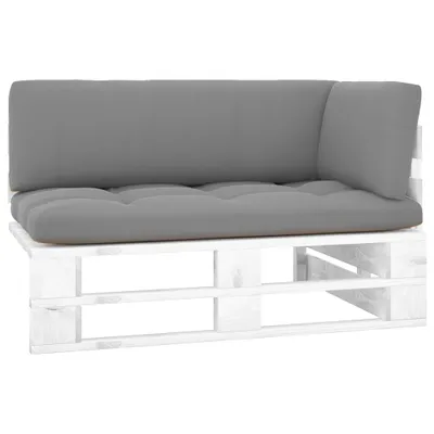 Imagen del producto de Sofá de esquina para exteriores, fabricado con palets de madera de pino tratada, color blanco