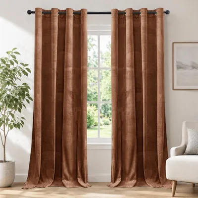 Obrázek produktu pro Solidchoice – Sada 2 sametových závěsů – 140 x 260 cm, černá barva, vhodné do ložnice a obývacího pokoje