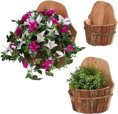Produktbild von Famanu Pflanzenkasten Set von 3 - Hängend, Holz, Natur