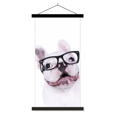 Produktbild von MuchoWow® Textilposter Hund - Brille - Hipster 60x120 cm mit schwarzem Rahmen - Magnete