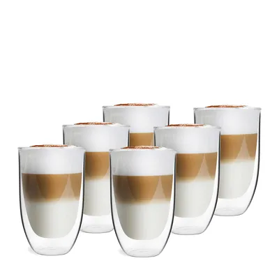 Produktbild von Thermotasse 6 tlg Set LATTE Kaffeetasse Doppelwandig Kaffeebecher Glas 350 ml