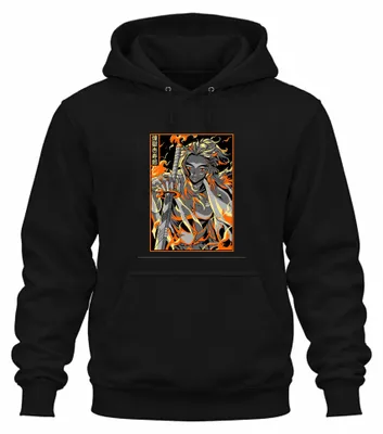 Immagine prodotto di Demon Slayer Rengoku Flame Sword Anime Gift Vintage Unisex Felpa con cappuccio, Nero, S