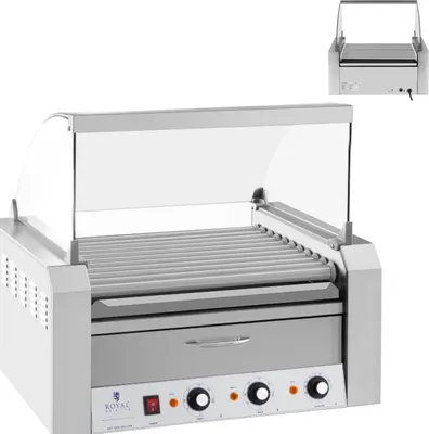 Obrázok produktu pre Valcový gril s krytom a ohrievacou zásuvkou na 20 hotdogových žemlí 2600W 230V Royal Catering