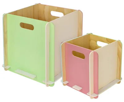 Zusammensteckbare Holzbox 25 + 32 cm Mehrfarbig Aufbewahrungsbox für Bücherregale passend für Kallax