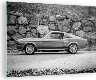 Produktbild von Bilder auf glas - Einteilig - Auto Ford Mustang - 70x50cm - Glasbilder - Wandbilder - Bilder - zum Aufhängen bereit - Wanddekoration aus Glas - Glas Bilder - Wandbild auf Glas - GAA70x50-5011