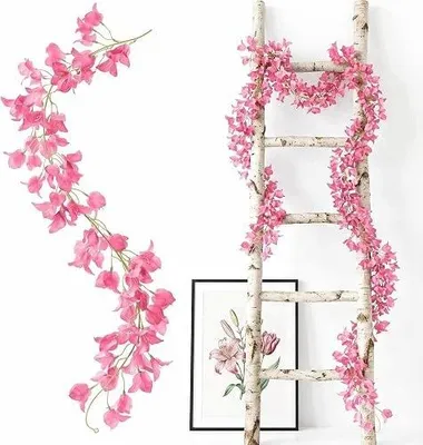 Zdjęcie produktu dla Girlanda kwiatowa bugenwilli jasnoróżowa sztuczna 175 cm do wesela 2 sztuki