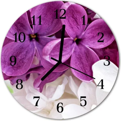 Produktbild von Glasuhr Wanduhr Küchenuhr Echt-Glas 30fi cm Blumen violett